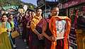 Shimla: People from Tibetan community take part in a peaceful march demanding the release of 11th Panchen Lama by the Chinese authorities, in Shimla, Thursday, April 25, 2024. (PTI Photo)(PTI04_25_2024_000240A)