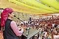 **EDS: IMAGE VIA @KanganaTeam TWEETED ON APRIL 27, 2024** Shimla: Actor and BJP candidate from Mandi constituency Kangana Ranaut addresses an election campaign rally at Jhakri for the ongoing Lok Sabha elections, in Shimla district. (PTI Photo) (PTI04_27_2024_000164B)