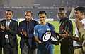 Guwahati: Indian Football team captain Sunil Chhetri being felicitated before the FIFA World Cup 2026 and AFC Asian Cup 2027 Preliminary Joint Qualification Round 2 fixture at the Indira Gandhi Athletic Stadium, in Guwahati, Tuesday, March 26, 2024. (PTI Photo) (PTI03_26_2024_000207B)