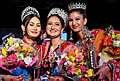 Kullu: Miss Spring Queen winner Manisha Thakur, first runner-up Radhika Thakur and second runner-up Jasmine Thakur pose for photos at the Miss Spring Queen 2024 presentation ceremony, in Kullu, Tuesday, April 30, 2024. (PTI Photo) (PTI05_01_2024_000107B)